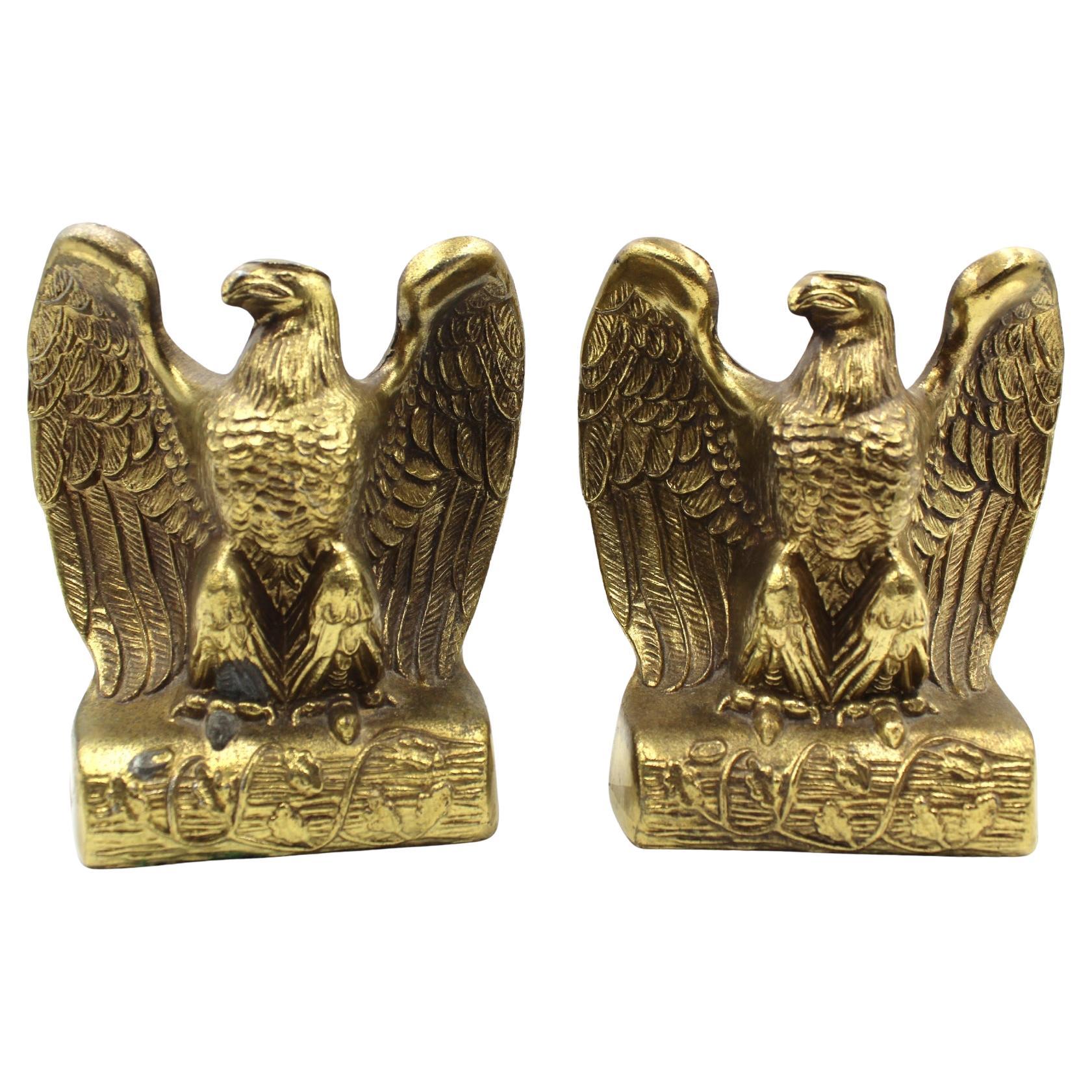 Vintage Brass Eagle Bookends For Sale