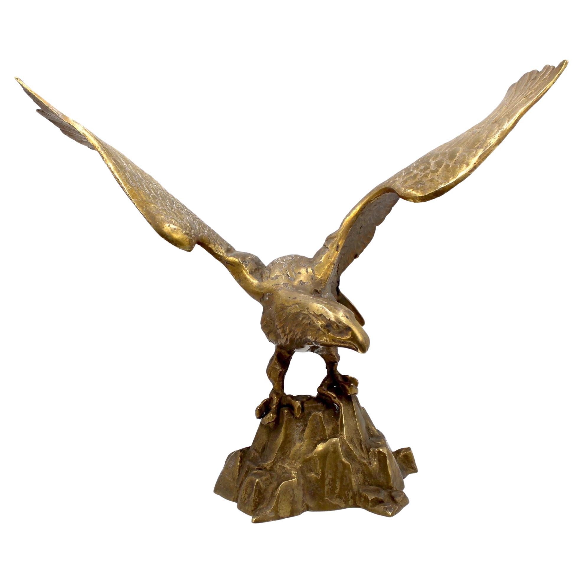 Vintage Brass Eagle on Rocks, Circa 1960s For Sale