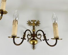 Vintage Brass Eagle Wall Sconces - Belgium, 1960s Neoclassical Decor, Pair