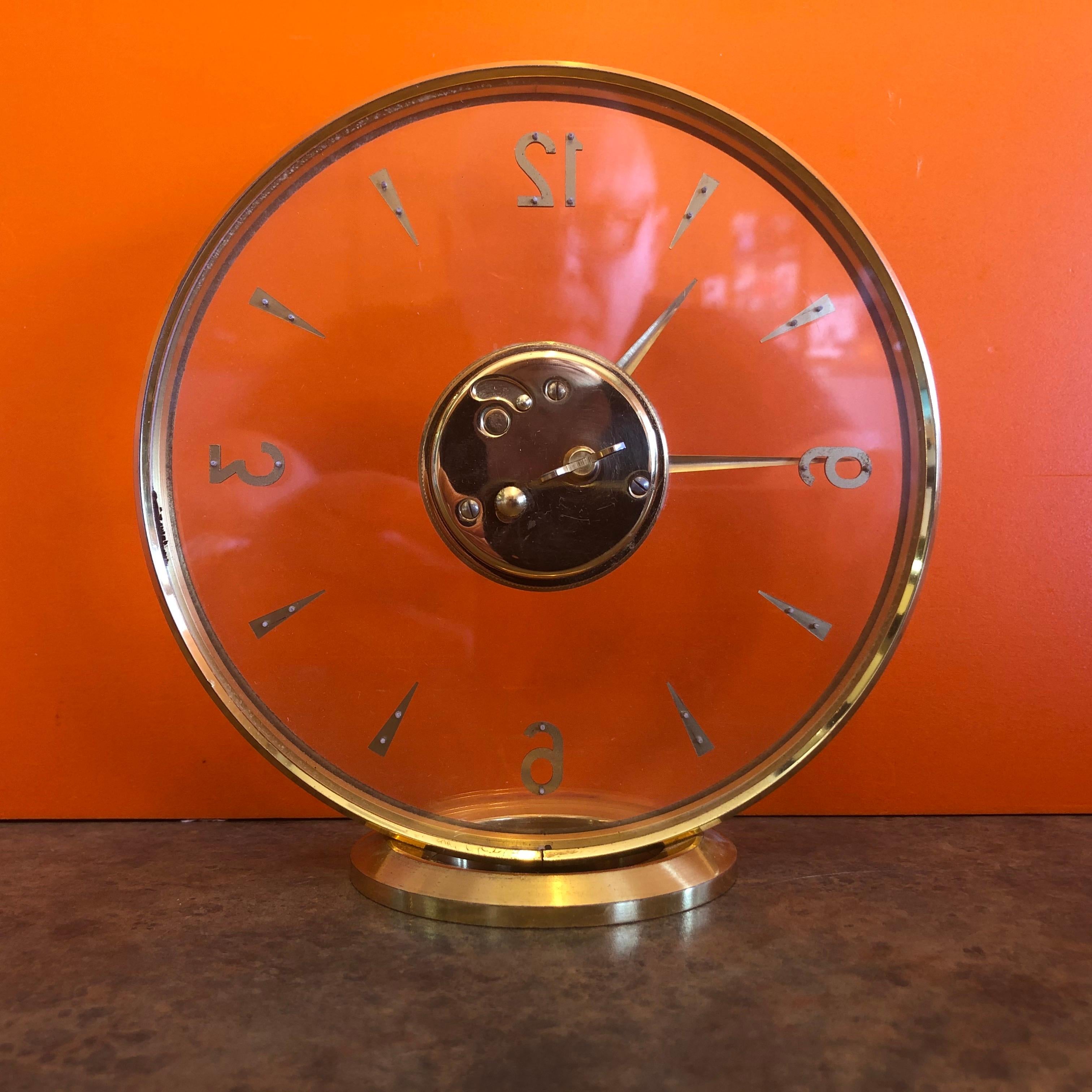 Vintage Brass Eight Day Mystery Desk Clock by Jeager-LeCoultre 2