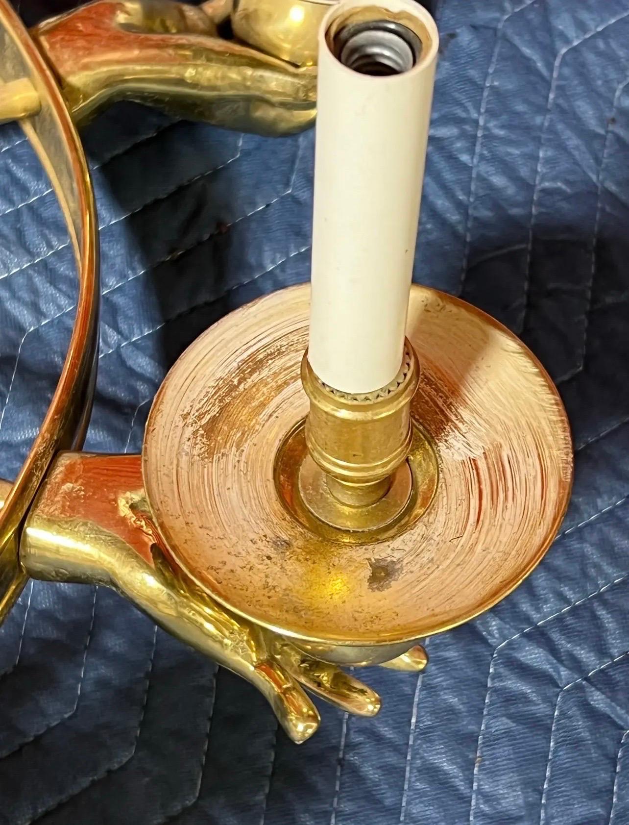 Lustre à main à huit lumières en laiton vintage 2