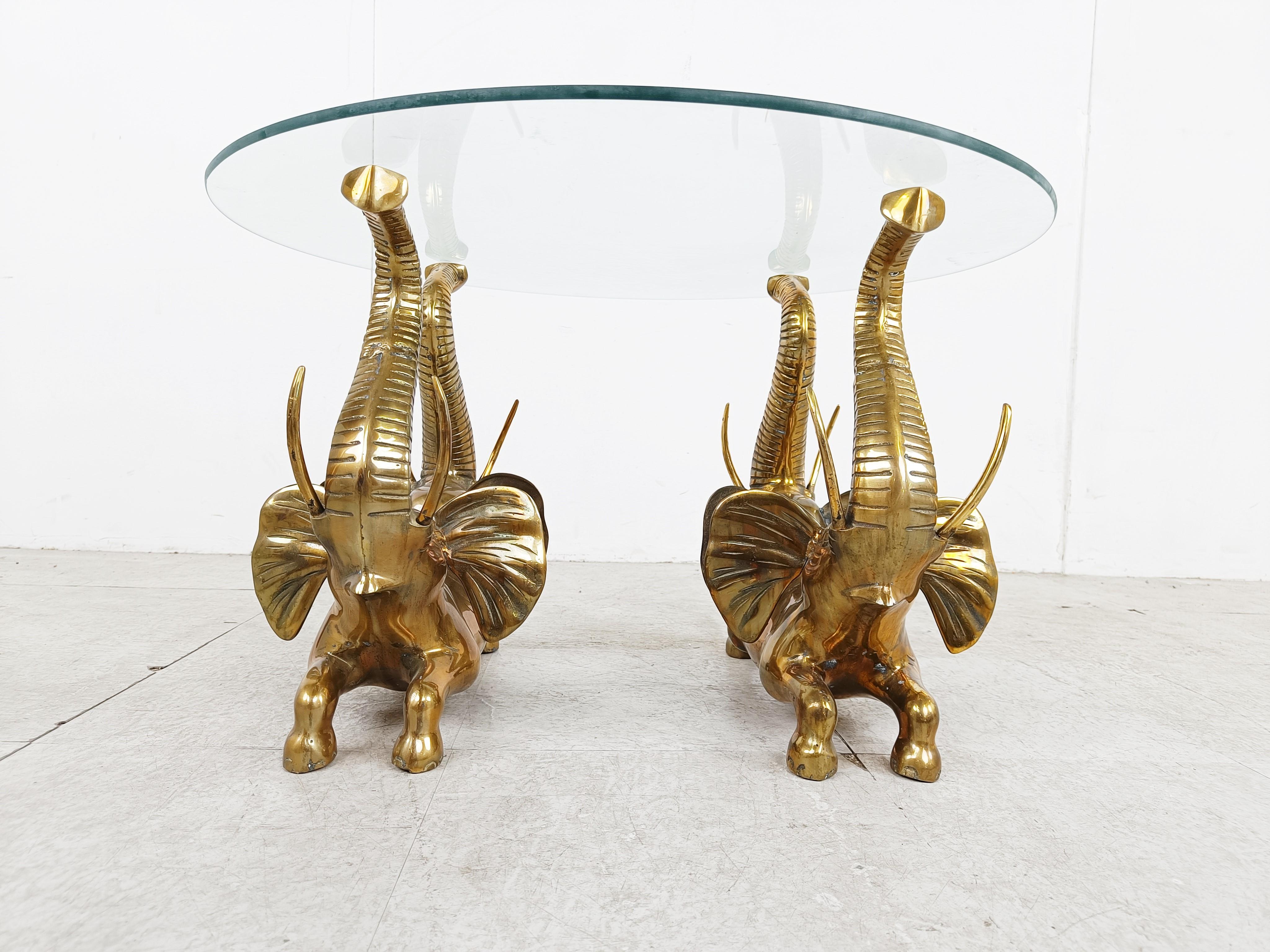 Belgian Vintage brass elephant coffee table, 1970s For Sale
