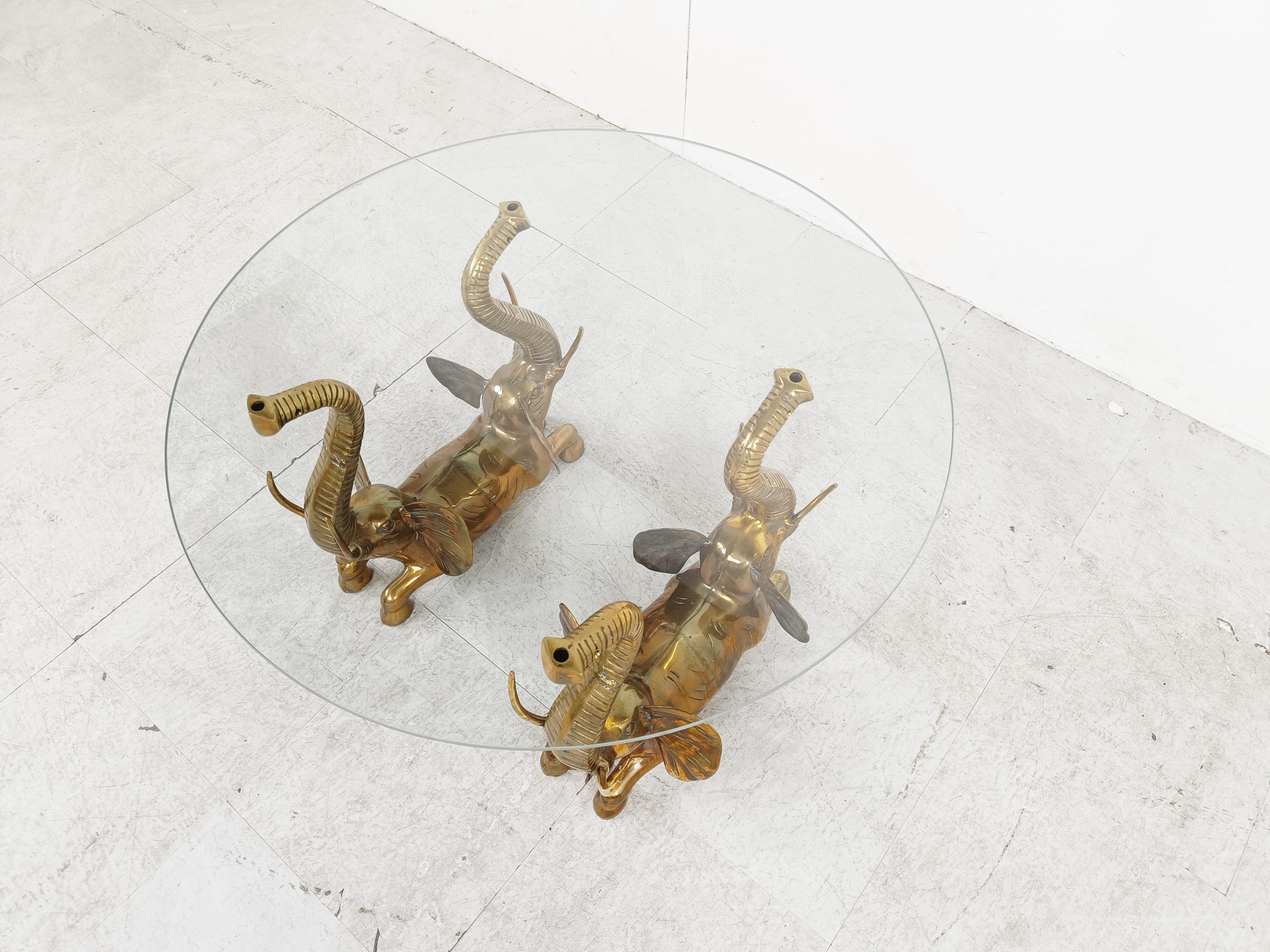 Vintage brass elephant coffee table, 1970s For Sale 1