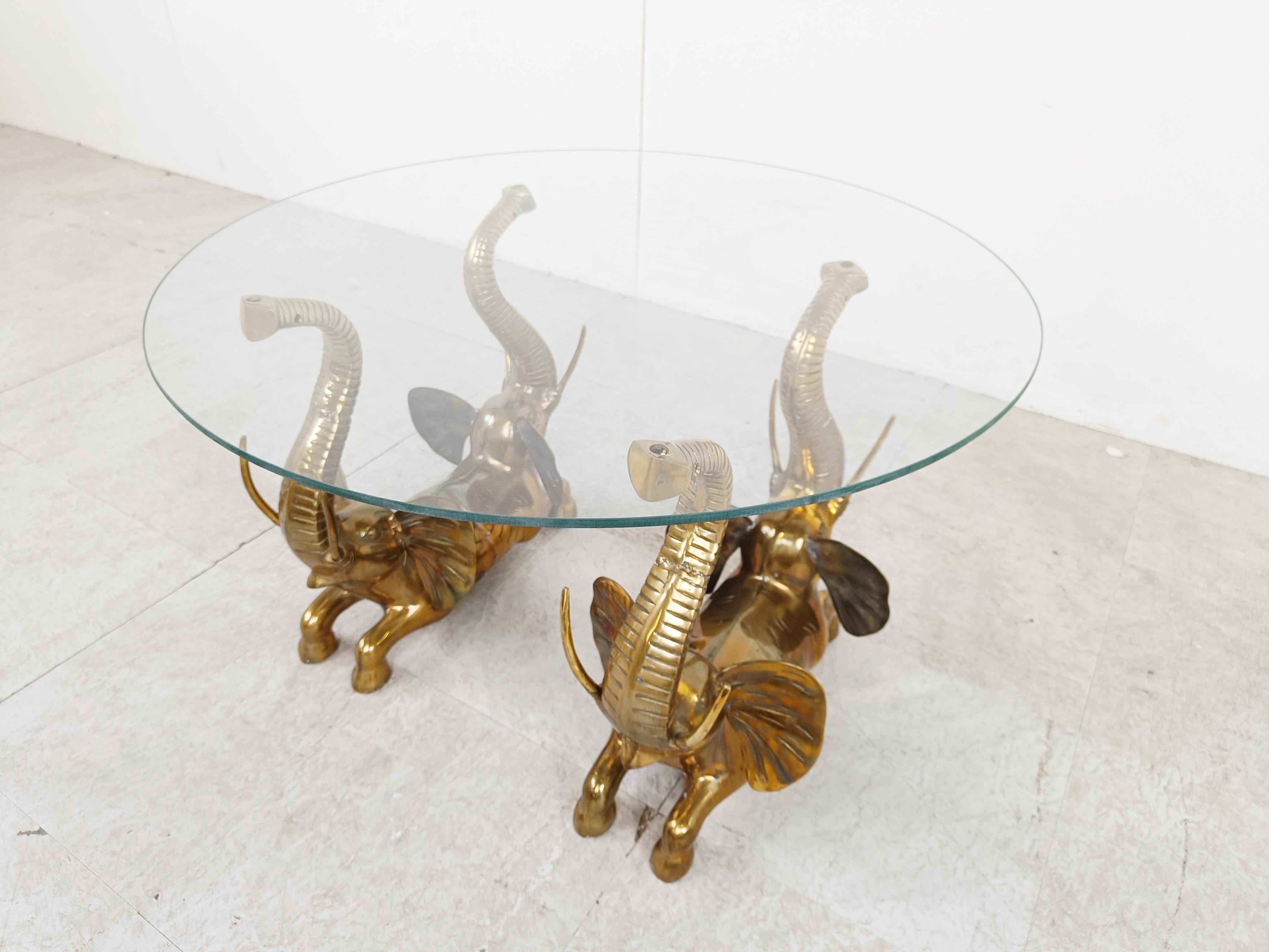Vintage brass elephant coffee table, 1970s For Sale 2
