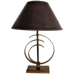 Vintage Brass Elliptical Table Lamp, 1970
