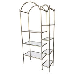 Étagère en verre arqué Vintage Brass Étagère en verre arqué avec trois + quatre étagères