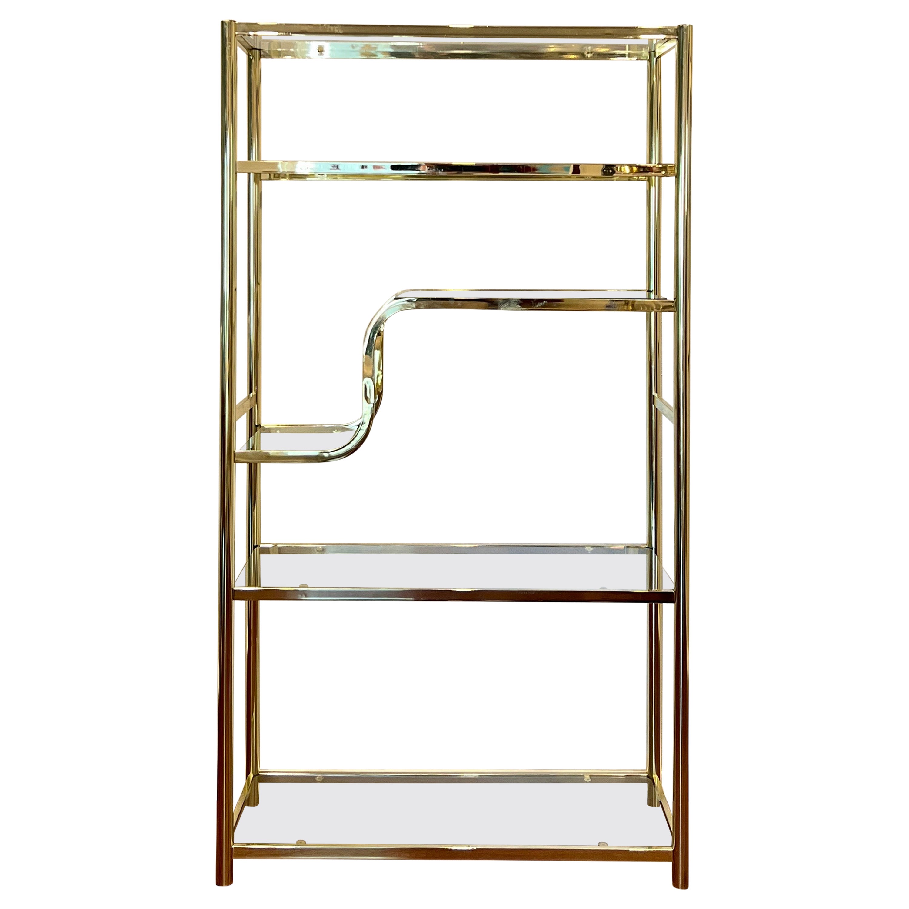 Vintage brass étagère in the style of Milo Baughman, circa 1970s