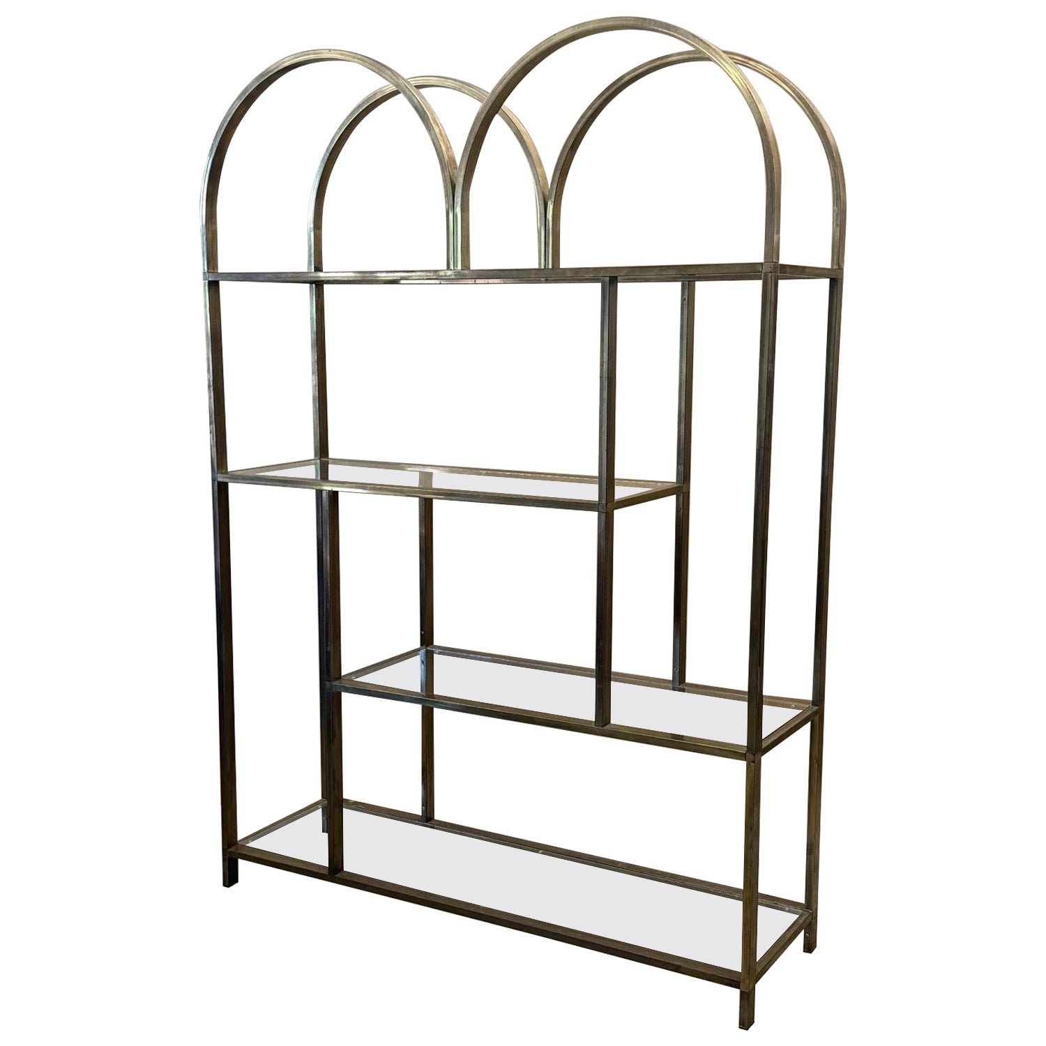 Etagere in ottone vintage nello stile di Milo Baughman