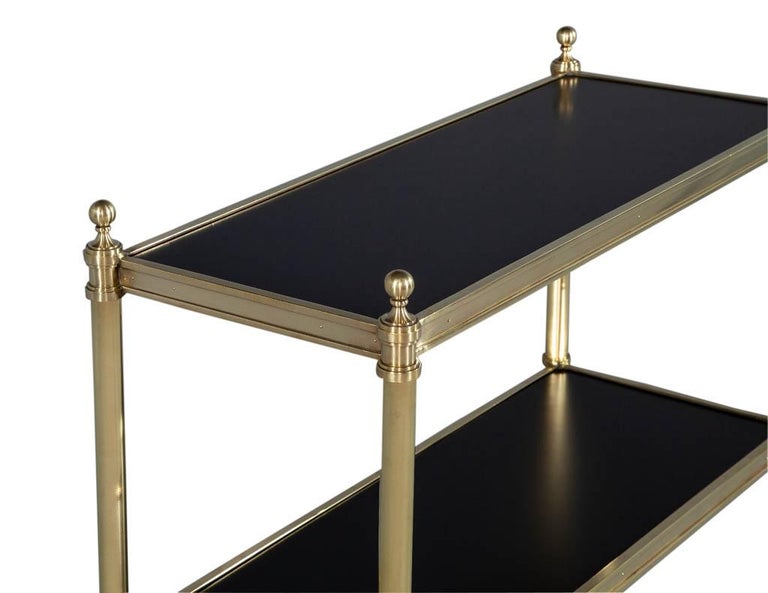 Vintage Brass Etagere with Black Lacquer Shelves at 1stDibs