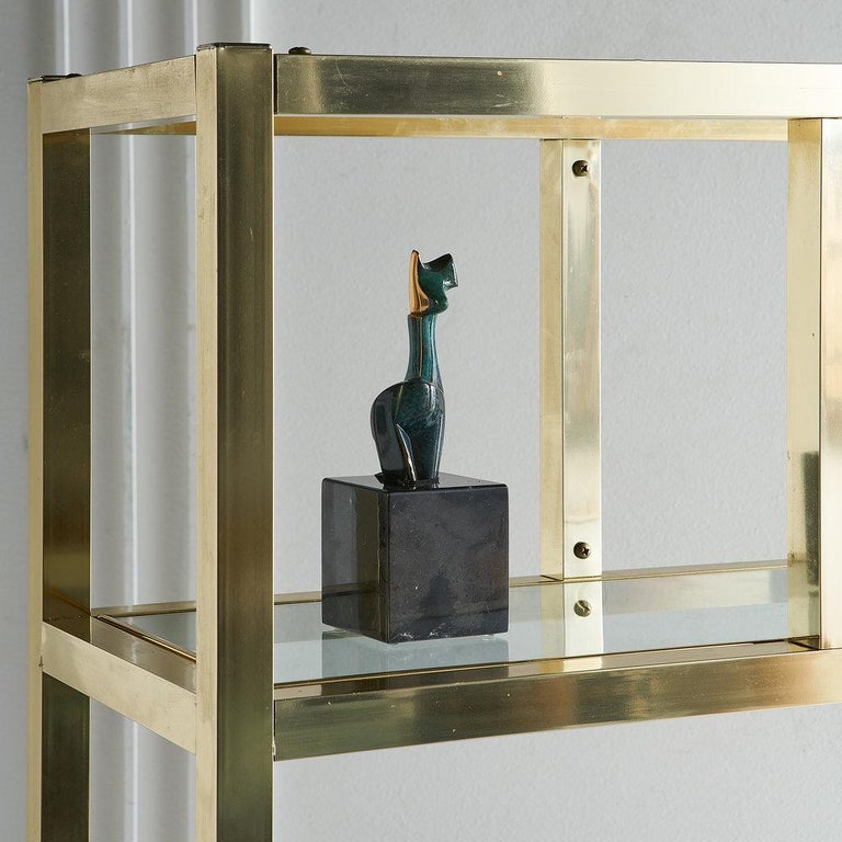Vintage Brass Étagère with Glass Shelves at 1stDibs