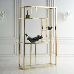 Vintage Brass Étagère with Glass Shelves