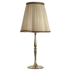 Vintage Brass European Table Lamp With Original Shade