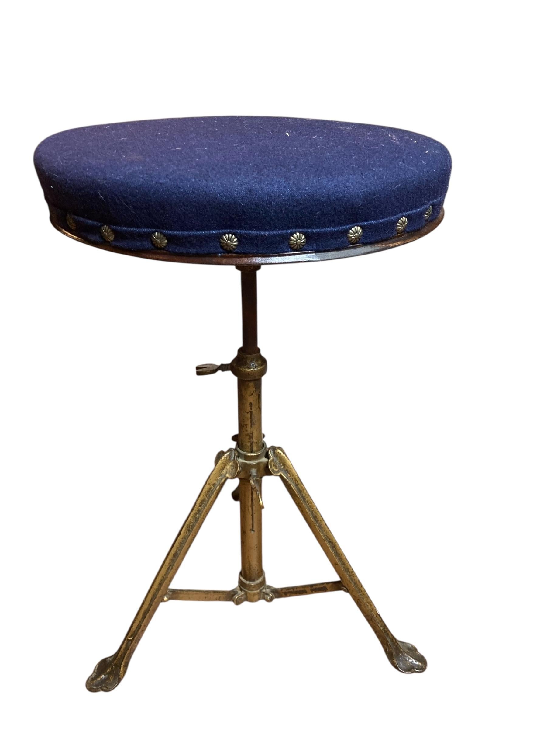 Vintage Brass Ausziehbarer Klavier- oder Trommelhocker im Zustand „Gut“ im Angebot in Bishop's Stortford, GB