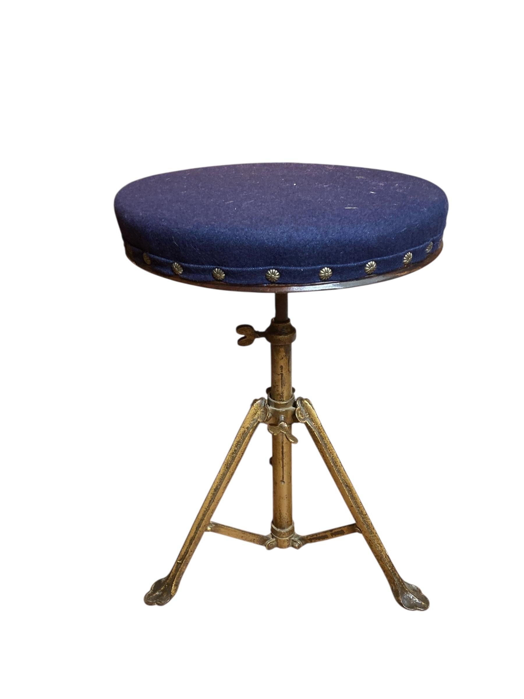 Vintage Brass Ausziehbarer Klavier- oder Trommelhocker im Angebot 2