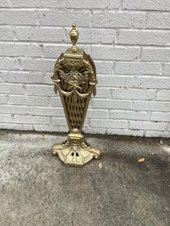 Vintage Brass Fan Peacock Fire Screen