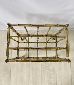Vintage Brass Faux Bamboo Canterbury Magazine Rack