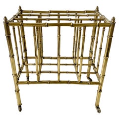 Vintage Brass Faux Bamboo Canterbury Magazine Rack