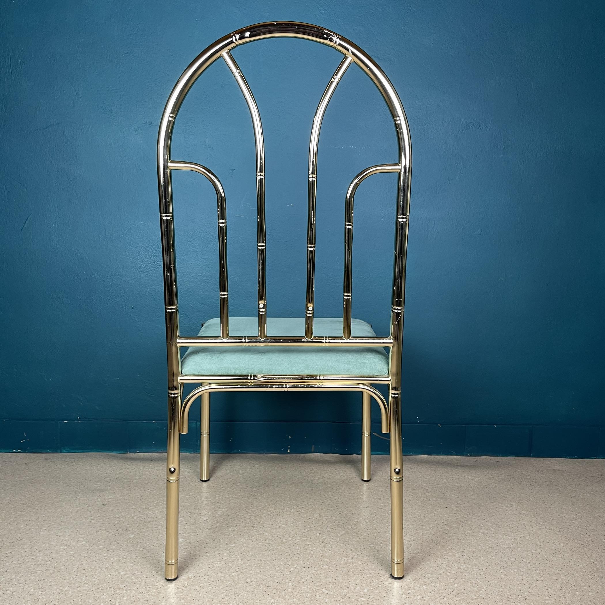 Sedie in finto bambù d'ottone vintage, Italia, anni '70, set di 4 in vendita 4