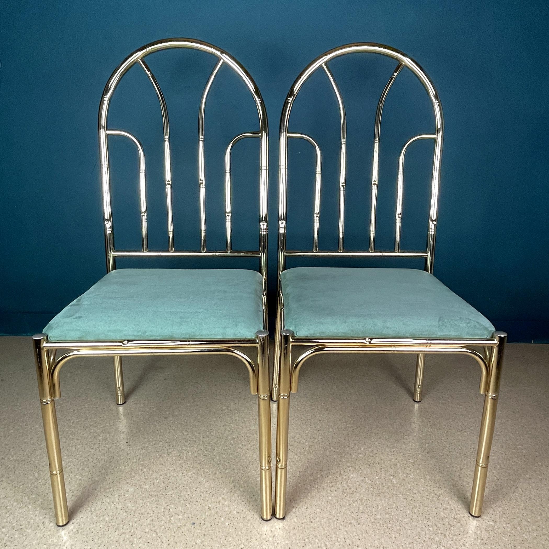 Sedie in finto bambù d'ottone vintage, Italia, anni '70, set di 4 in vendita 5