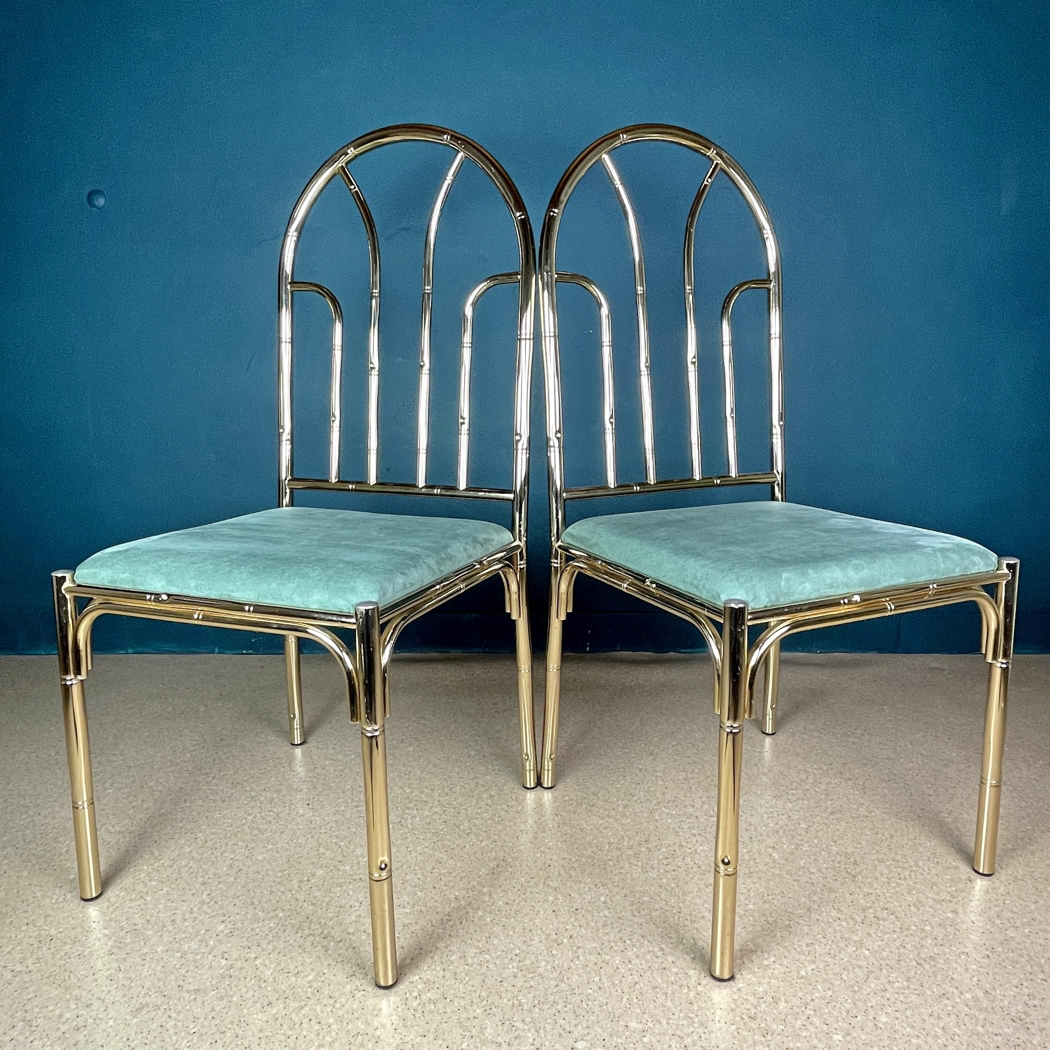 Sedie in finto bambù d'ottone vintage, Italia, anni '70, set di 4 in vendita 7