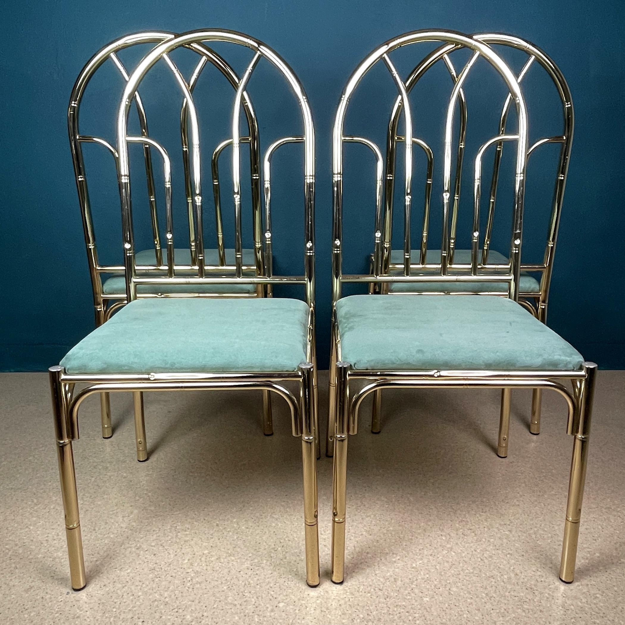 Sedie in finto bambù d'ottone vintage, Italia, anni '70, set di 4 In condizioni buone in vendita a Miklavž Pri Taboru, SI