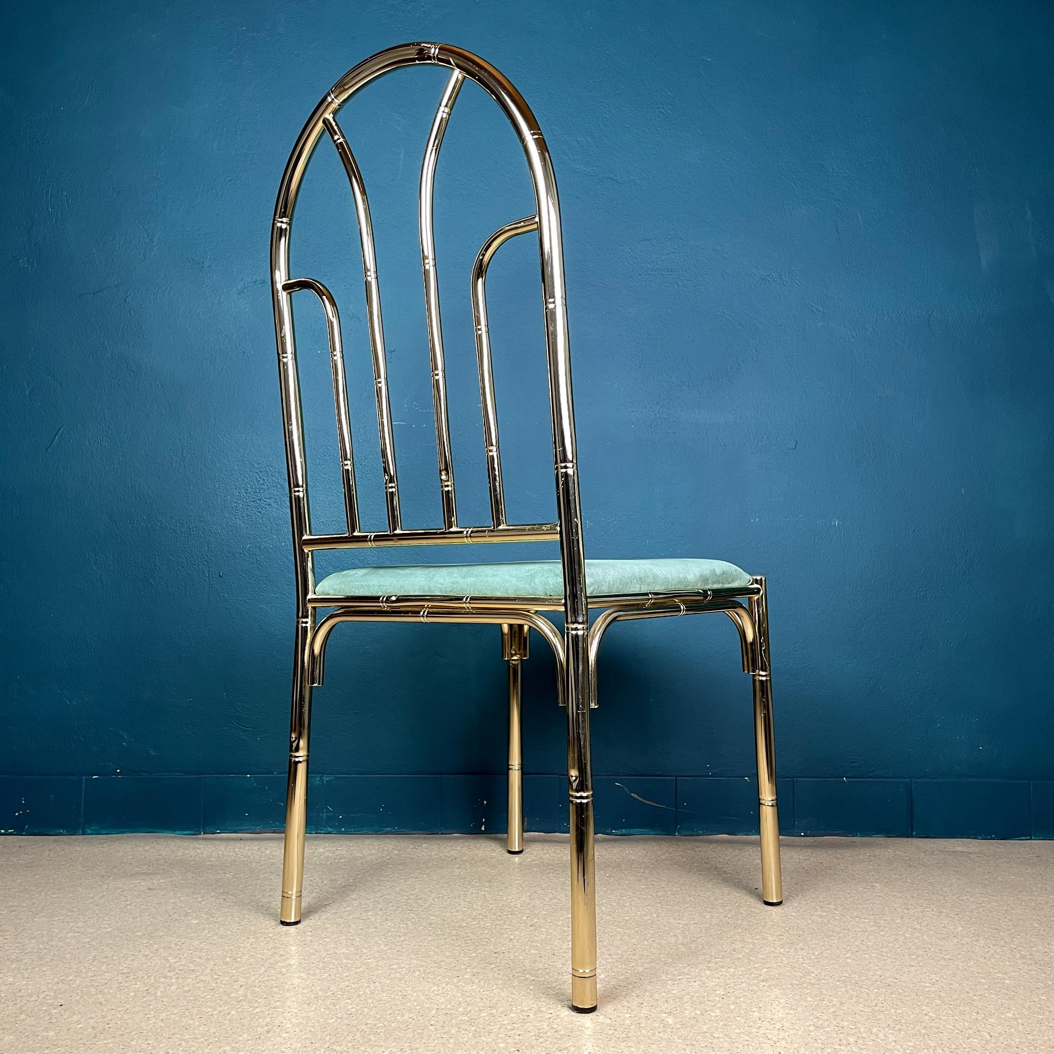 Sedie in finto bambù d'ottone vintage, Italia, anni '70, set di 4 in vendita 2