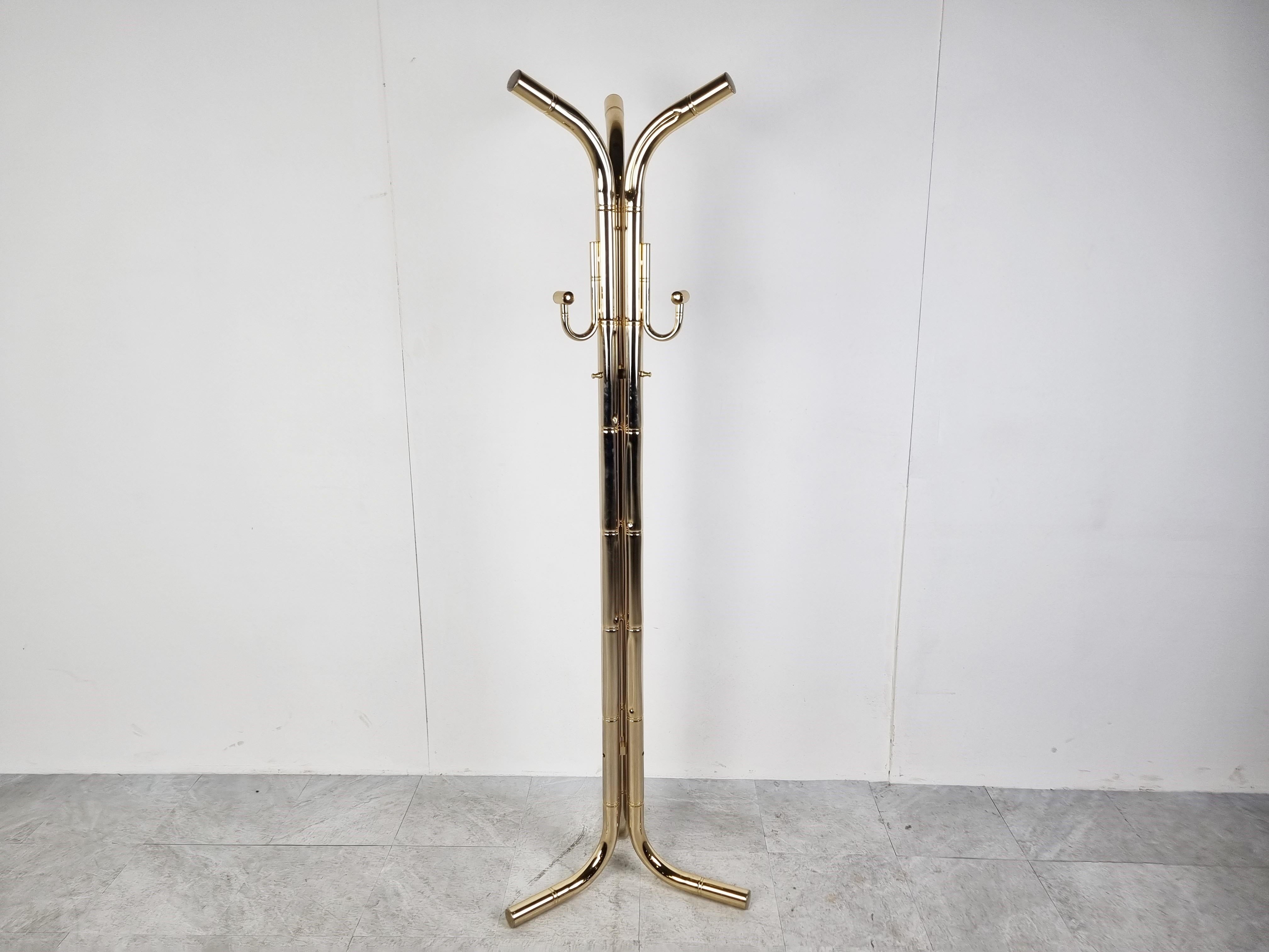 Vintage Brass Faux Bamboo Coat Stand, 1970s 2
