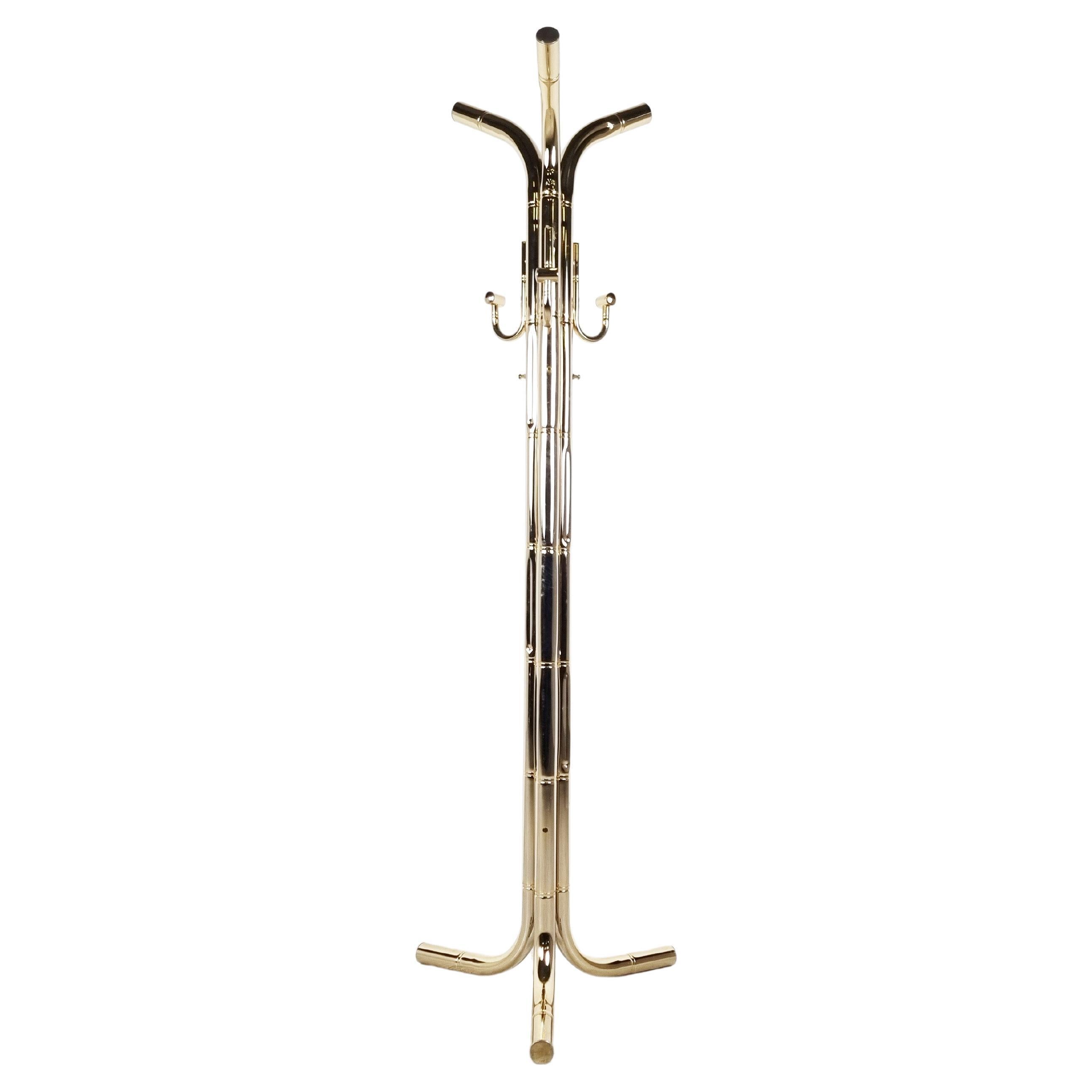 Vintage Brass Faux Bamboo Coat Stand, 1970s