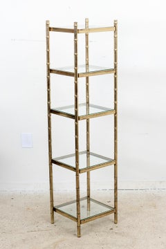 Vintage Brass Faux Bamboo Etagere