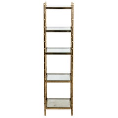 Vintage Brass Faux Bamboo Etagere