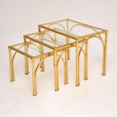 Vintage Brass Faux Bamboo Nest of Tables