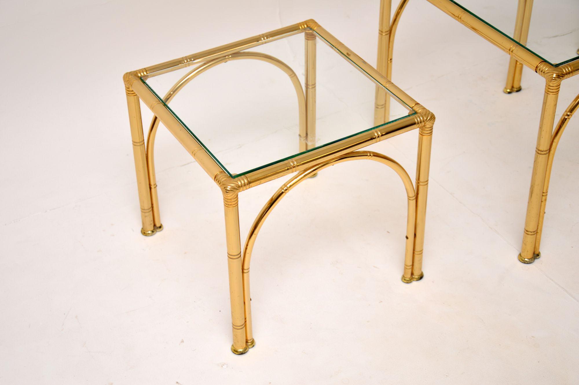 20th Century Vintage Brass Faux Bamboo Nest of Tables