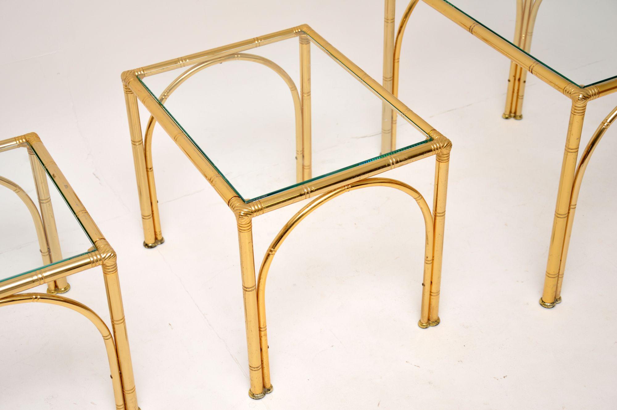 Vintage Brass Faux Bamboo Nest of Tables 1