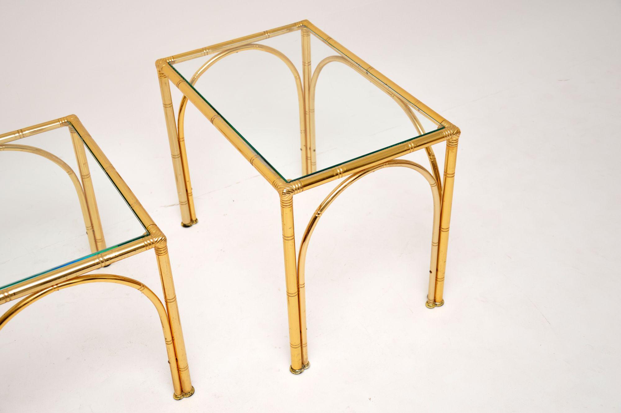Vintage Brass Faux Bamboo Nest of Tables 2