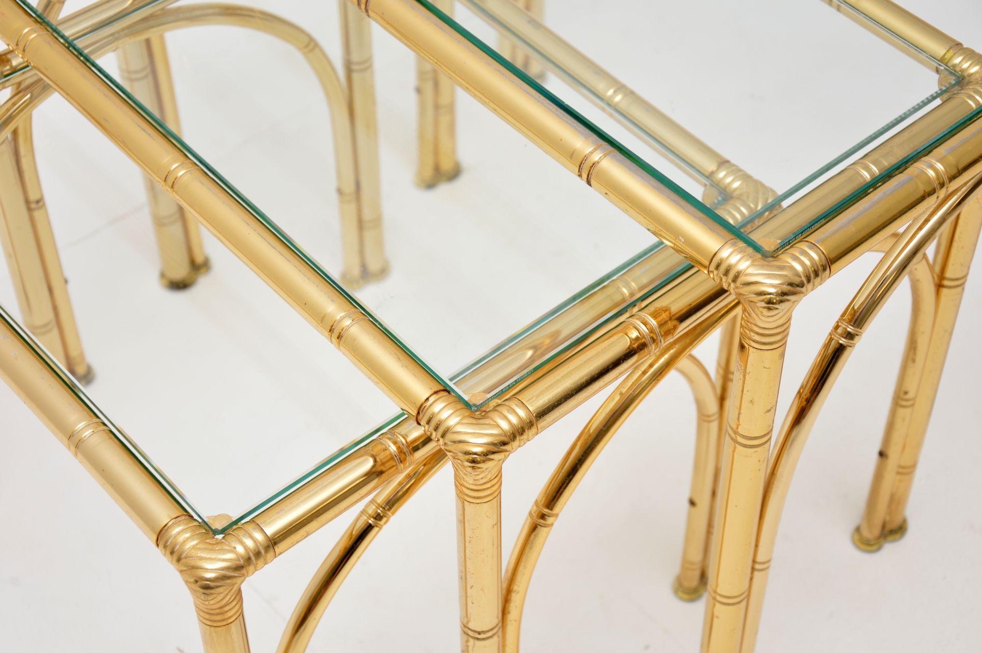 Vintage Brass Faux Bamboo Nest of Tables 3