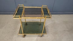 Vintage brass faux bamboo serving cart, 1960s