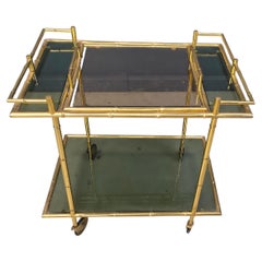 Vintage brass faux bamboo serving cart, 1960s