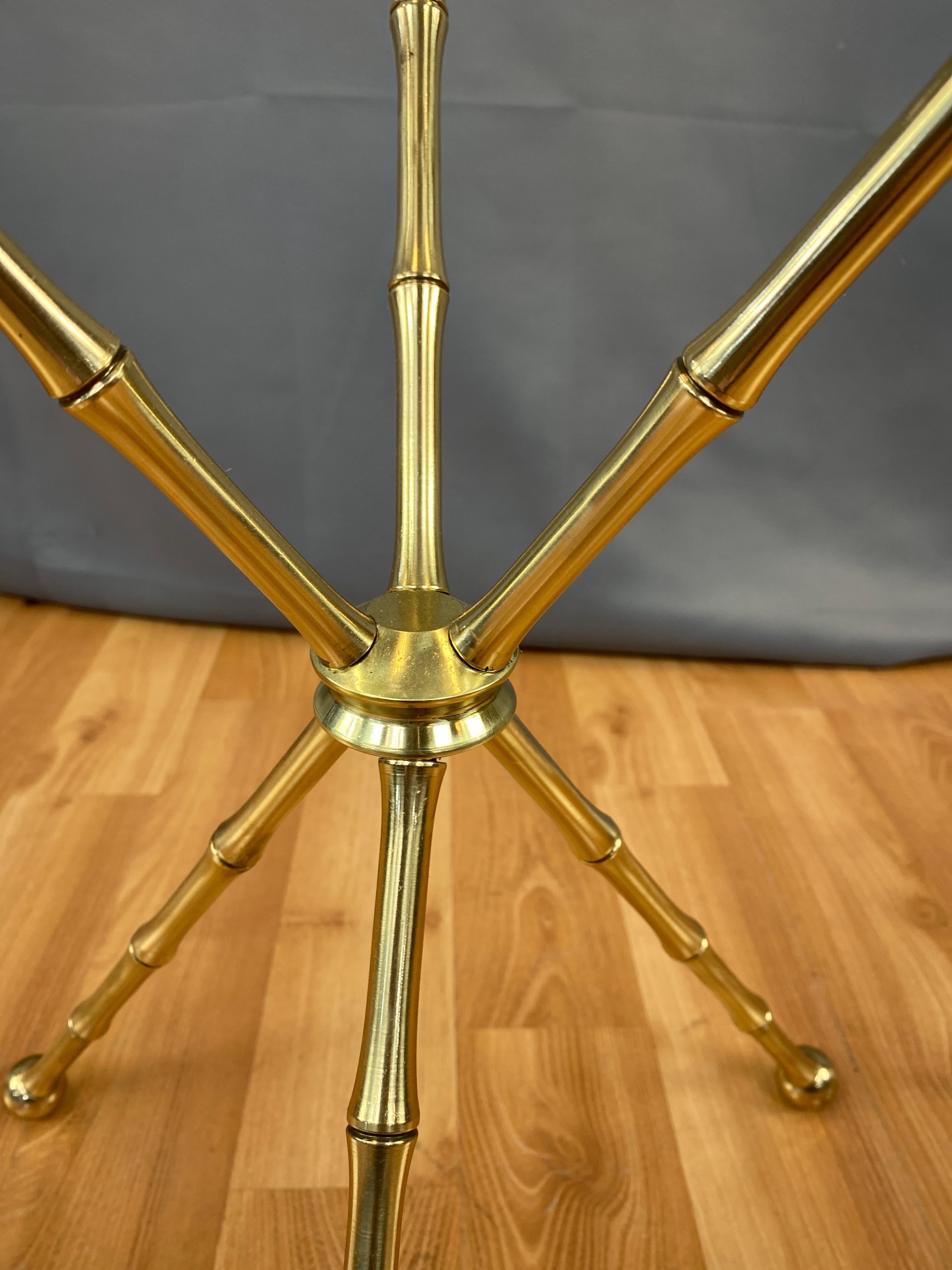 Vintage Brass Faux-Bamboo Side Table, Maison Baguès Style 4