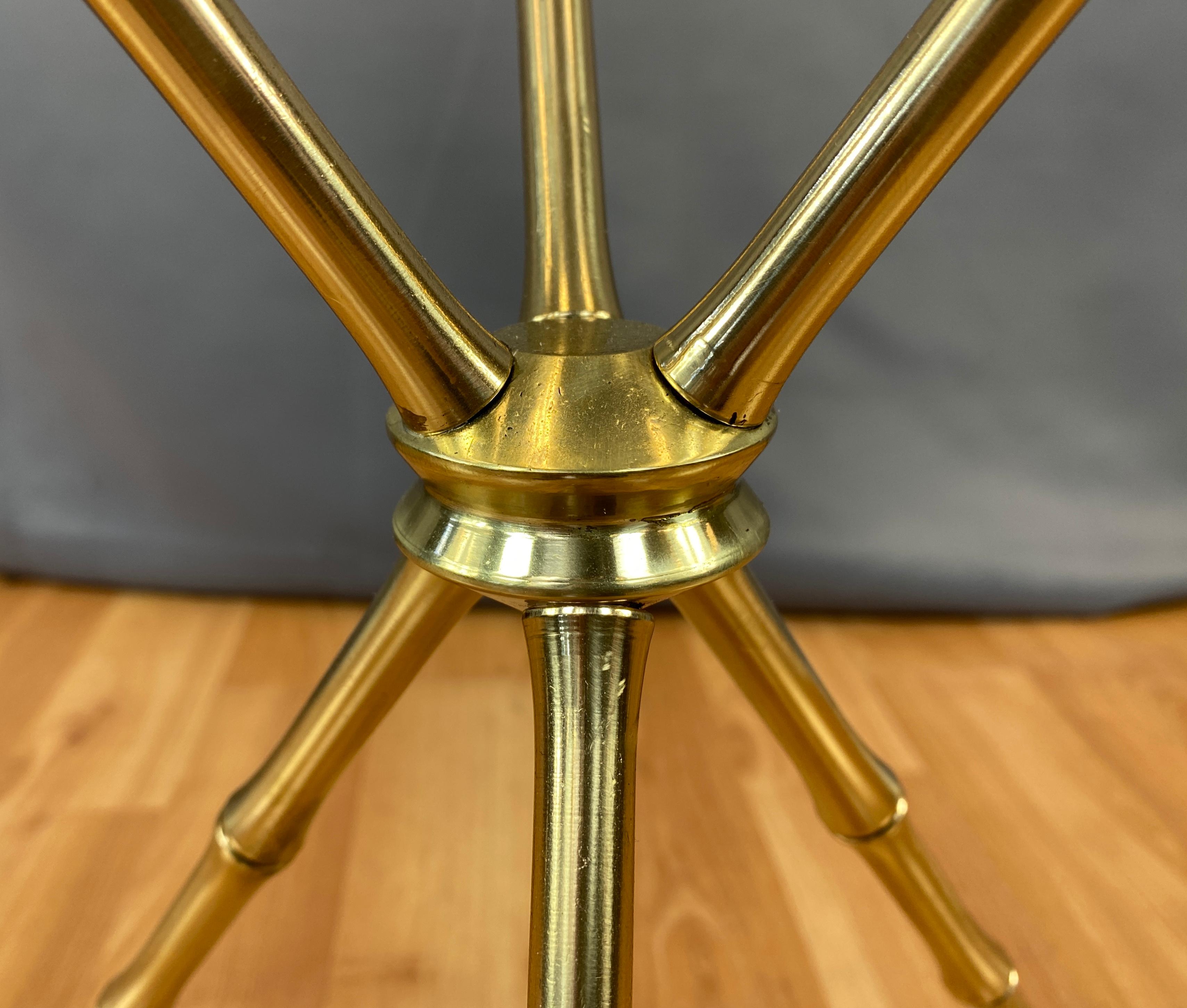 Vintage Brass Faux-Bamboo Side Table, Maison Baguès Style 8
