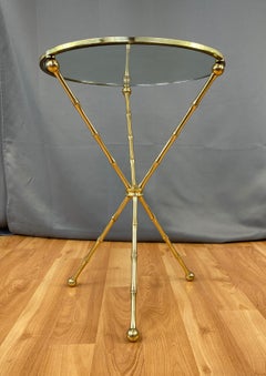 Vintage Brass Faux-Bamboo Side Table, Maison Baguès Style