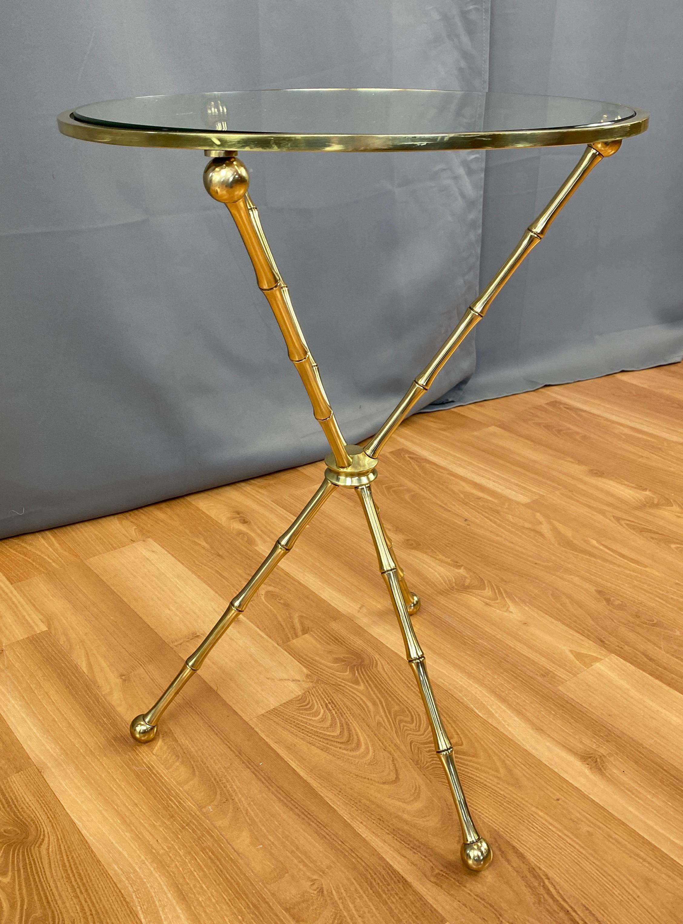 Unknown Vintage Brass Faux-Bamboo Side Table, Maison Baguès Style
