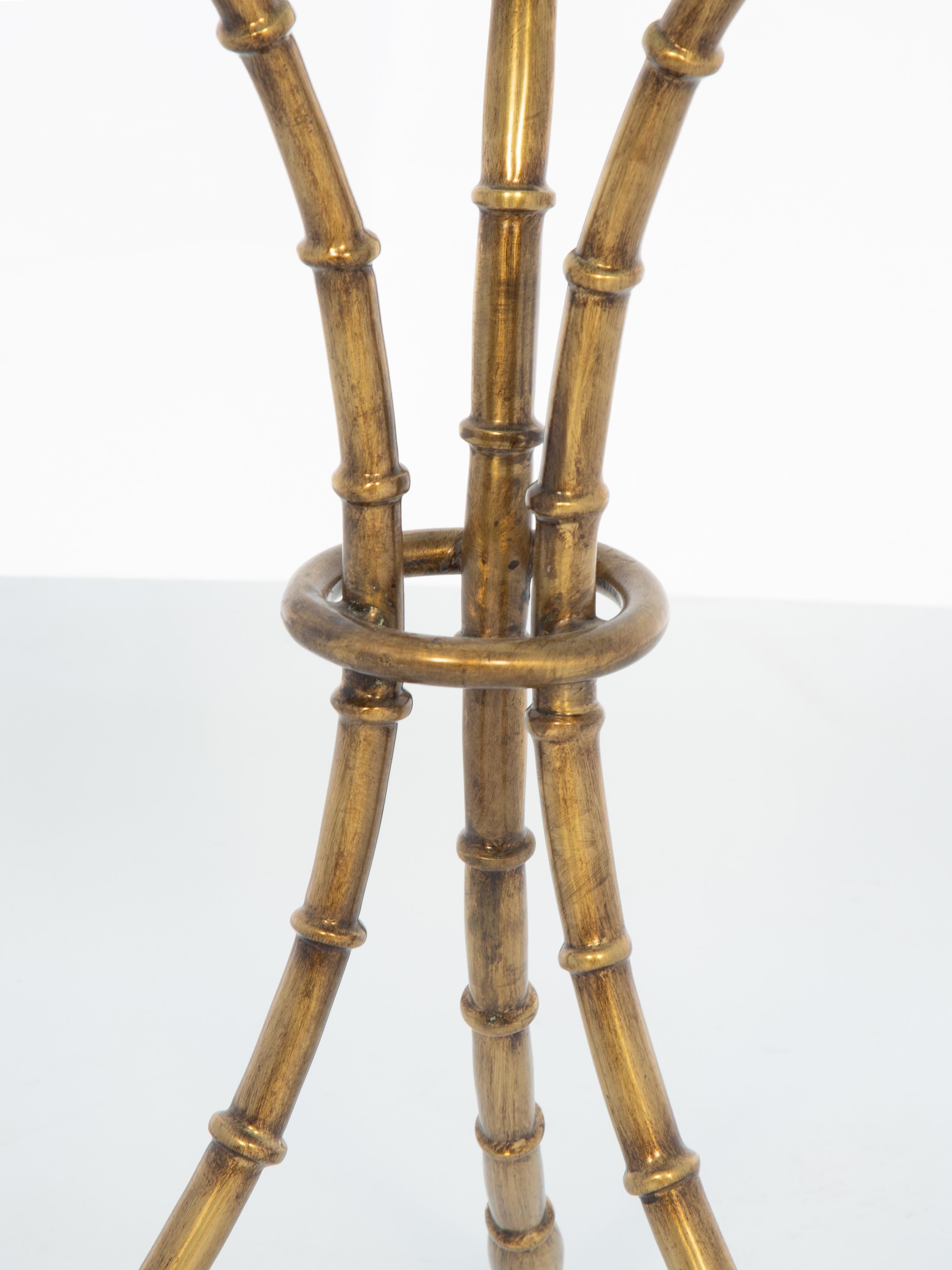 Vintage Messing Faux Bamboo Tisch mit Glasplatte (Hollywood Regency) im Angebot