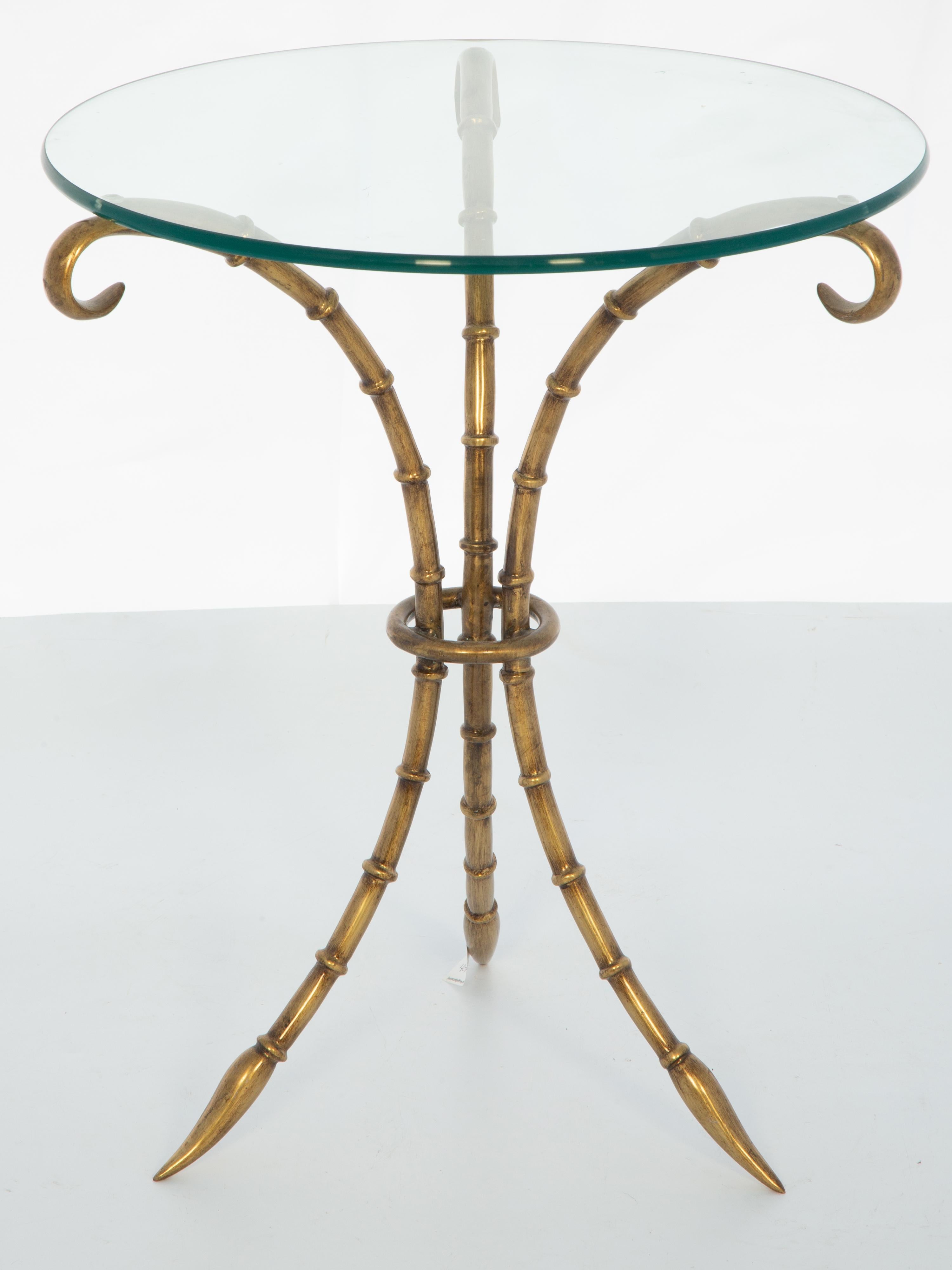 Vintage Messing Faux Bamboo Tisch mit Glasplatte im Zustand „Gut“ im Angebot in West Palm Beach, FL