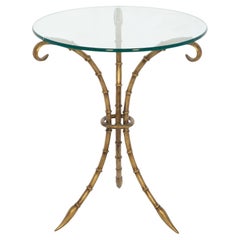 Vintage Messing Faux Bamboo Tisch mit Glasplatte