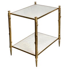 Vintage Brass Faux Bamboo Two-Tier Table