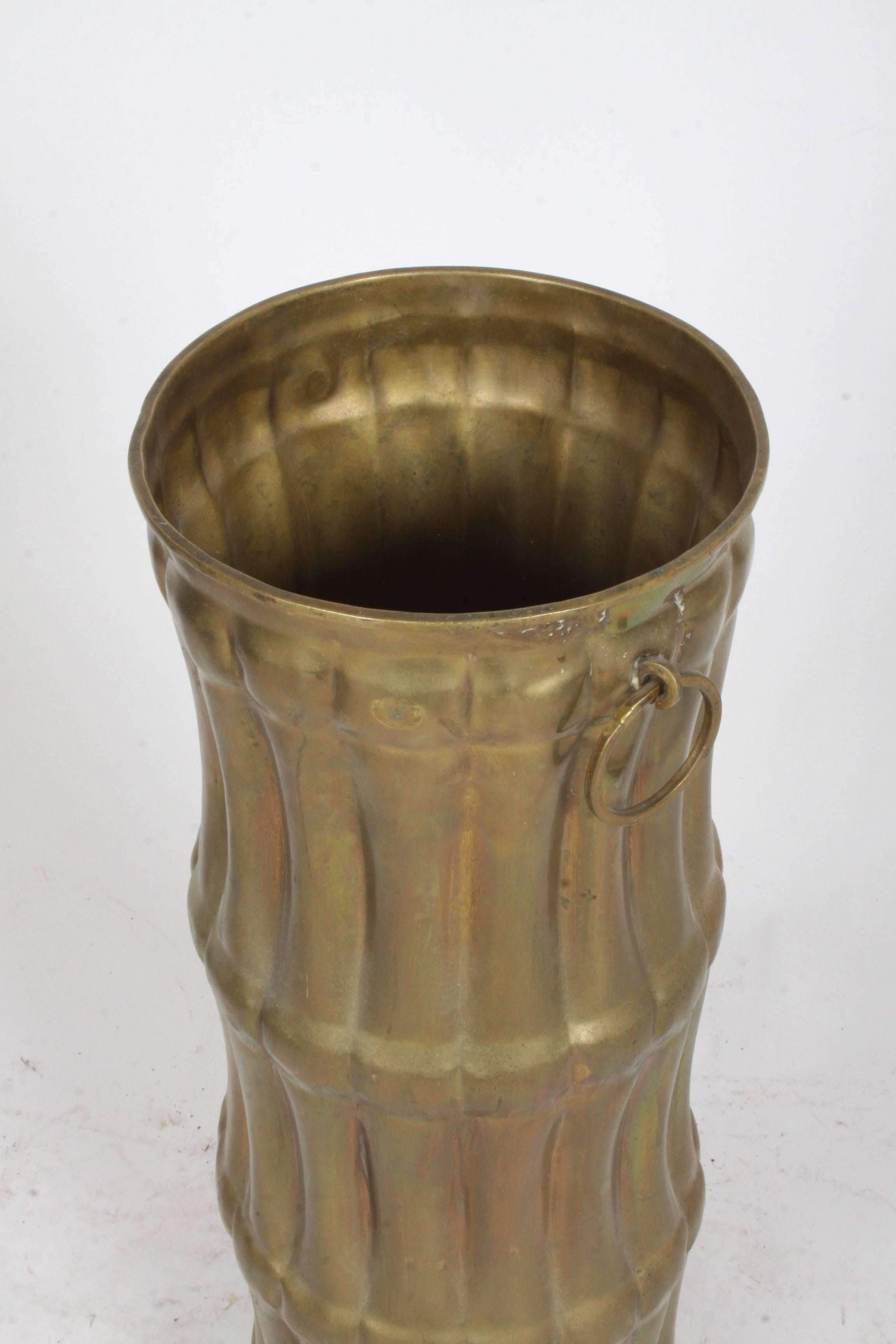 Vintage Brass Faux Bamboo Umbrella Stand In Good Condition In St. Louis, MO
