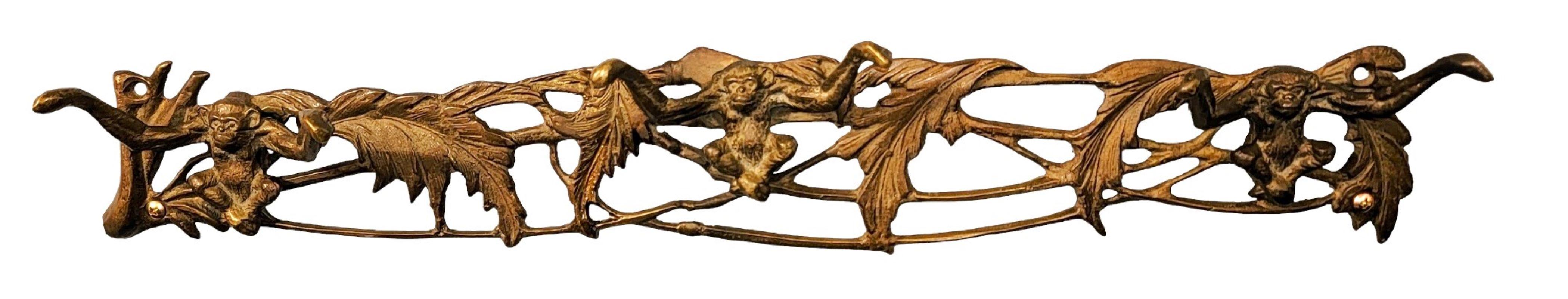 Mid-Century Modern Vintage Brass Figural Monkey and Vine Coat Rack