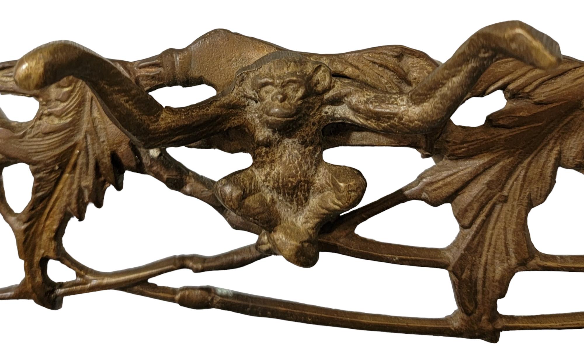 Mid-20th Century Vintage Brass Figural Monkey and Vine Coat Rack