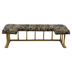 Vintage Brass Fire Fender With Floral Tapestry Bench
