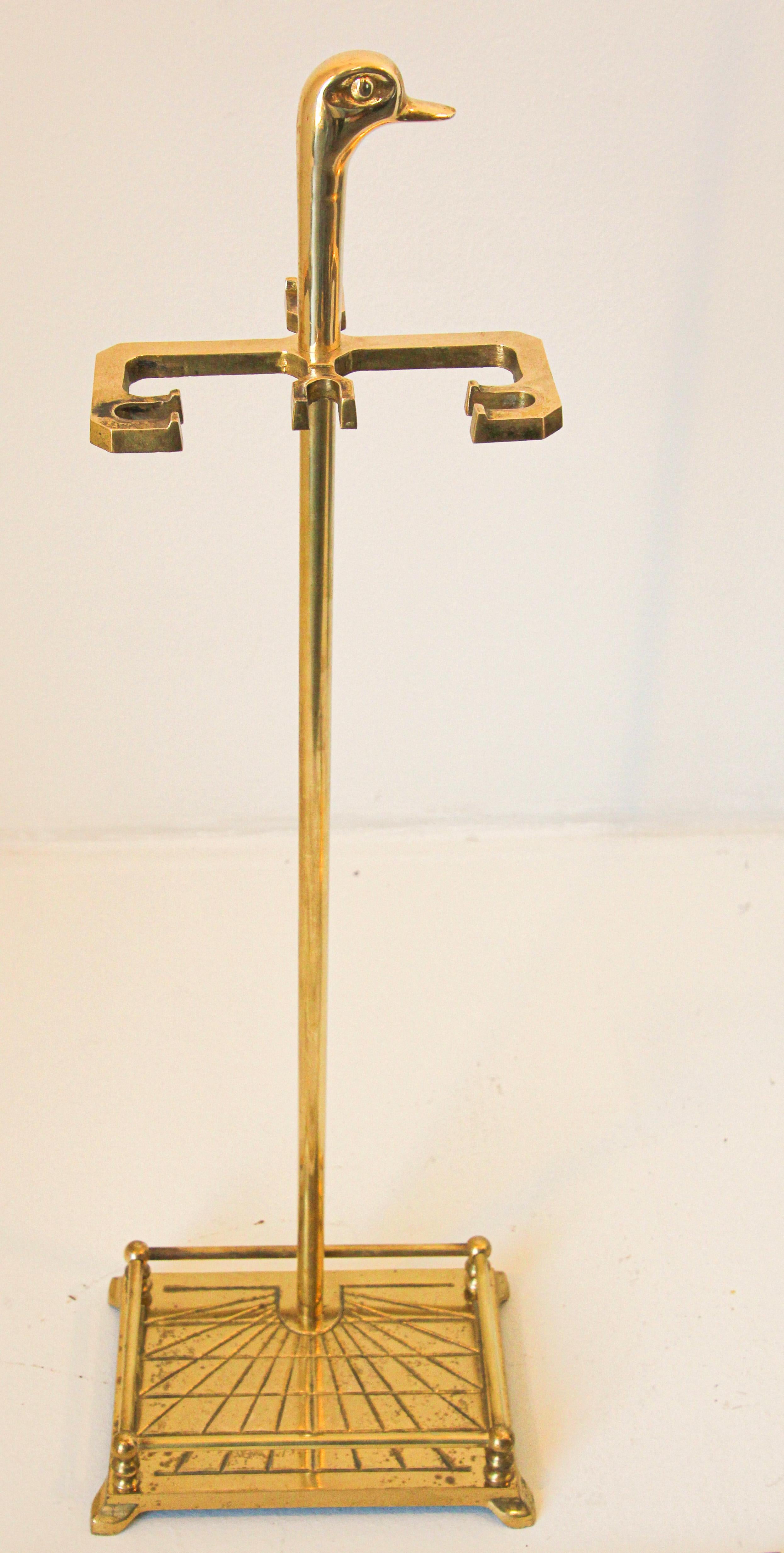 20th Century Vintage Brass Fire Tools with Duck Heads, French, circa 1960